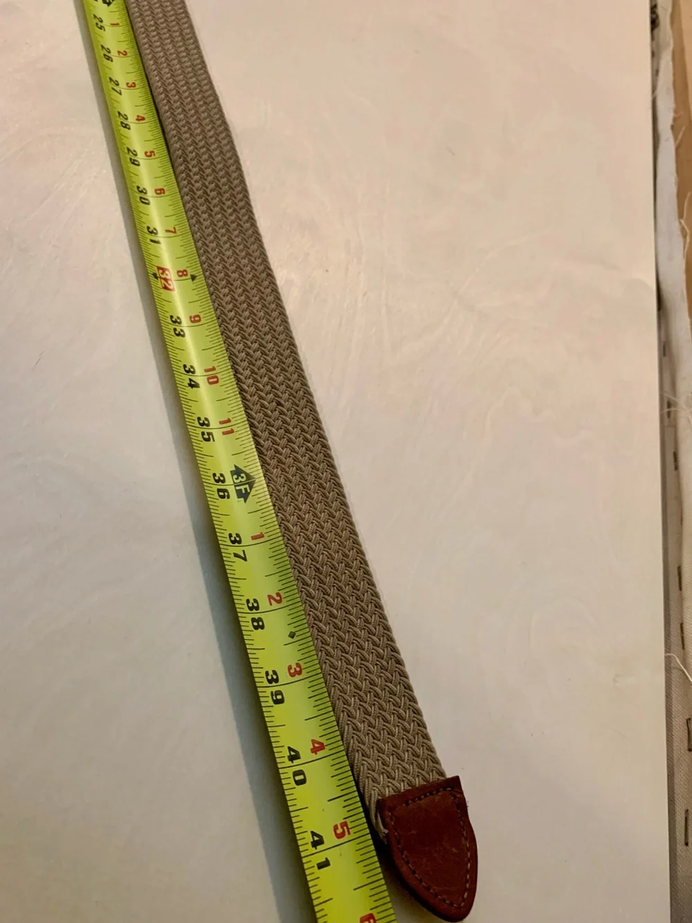 Tommy Bahama Beige Woven Belt with Brown Leather Trim, S/M
